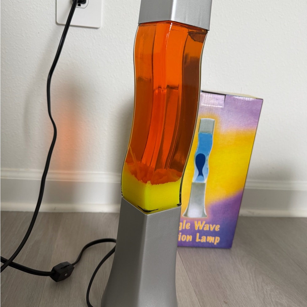Retro Groovy Wavy Lava Lamp Orange Liquid/Yellow Y2K